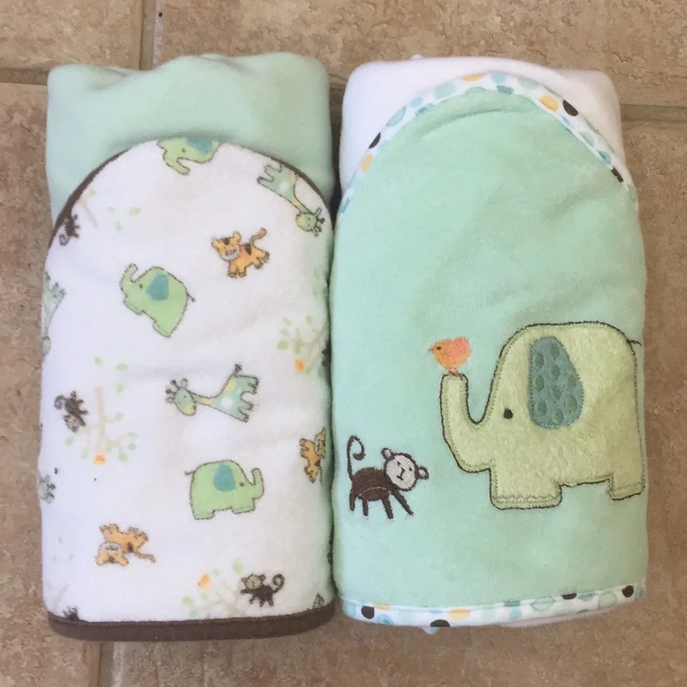 First Moments French Terry Hooded Bath Towels